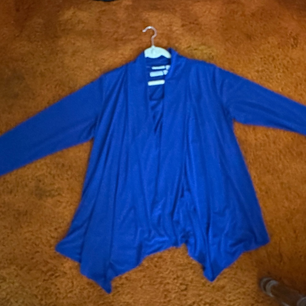 Susan Graver Royal Blue Open Front Poncho